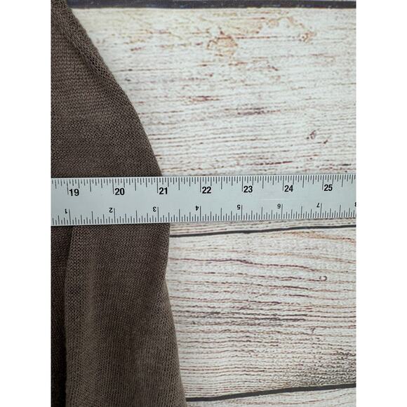 Eileen Fisher 100% Linen Sleeveless Tie Front Duster Sweater Vest Womens L Brown - Picture 11 of 12